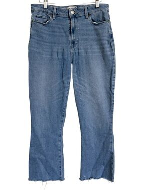 PAIGE Rory Crop Flare Jeans Women’s Size 31 Harley Light Wash Raw Hem